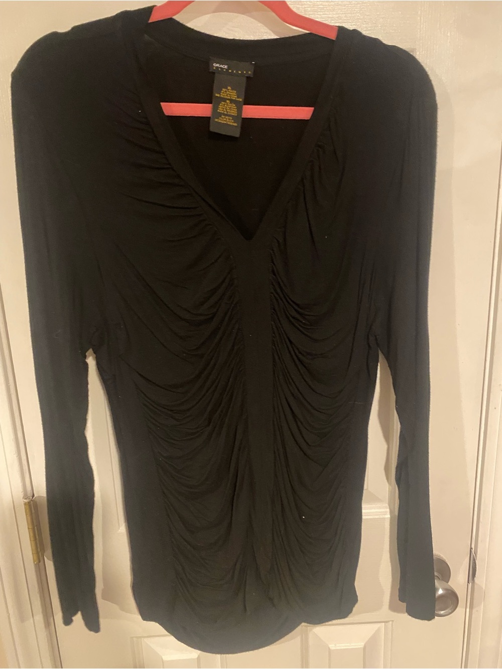 Grace Elements Black Long Sleeve V-Neck Top